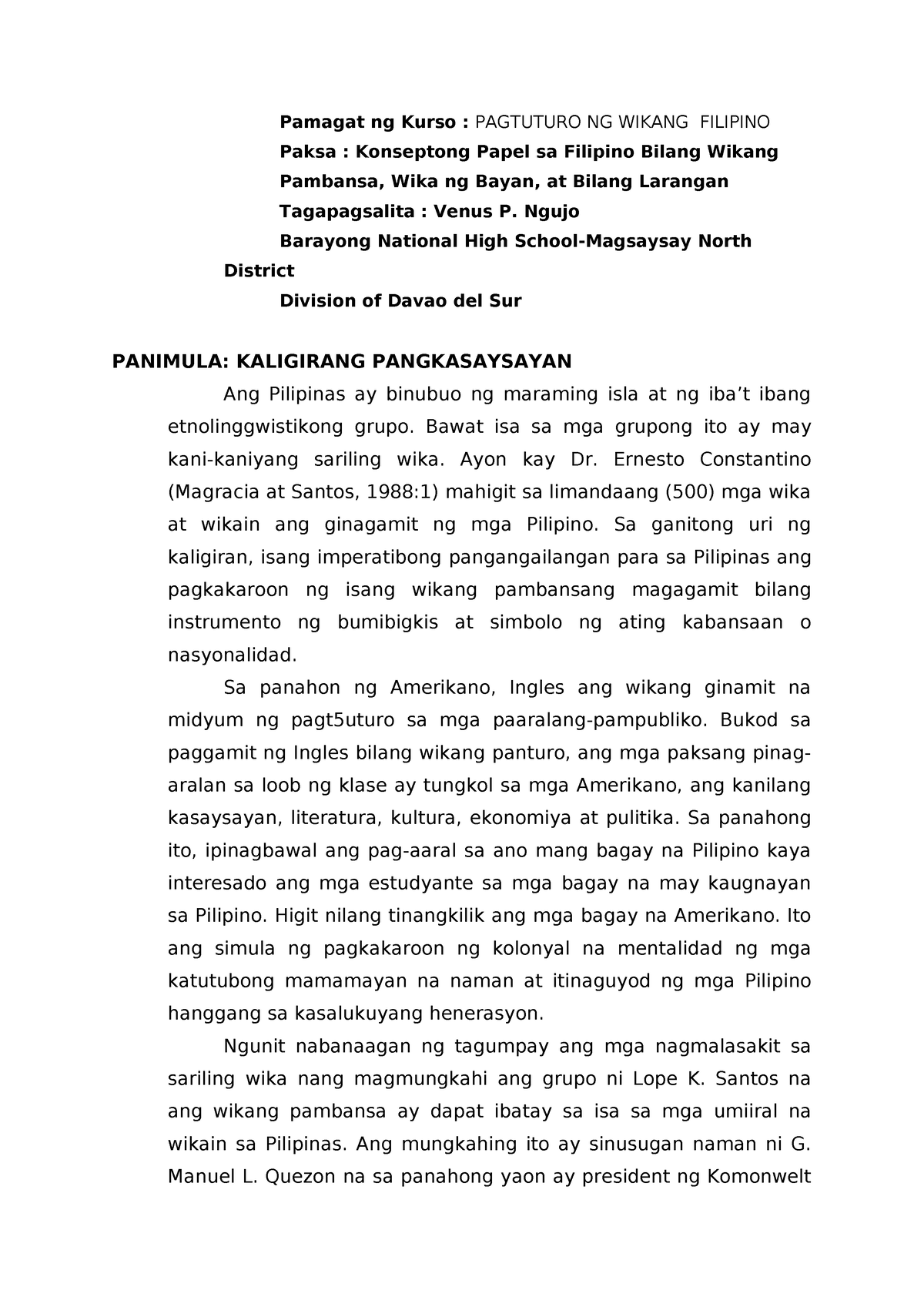 Konseptong Papel - Ngujo Barayong National High School-Magsaysay North ...