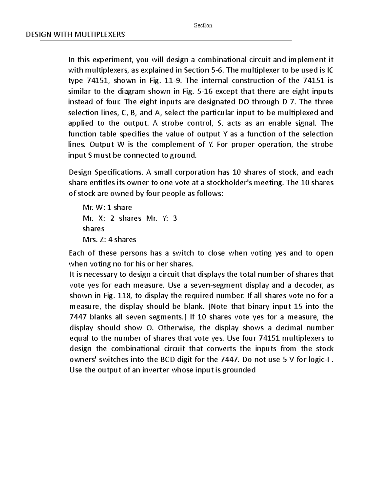 Design With Multiplexers - Sectlon DESIGN WITH MULTIPLEXERS In this ...