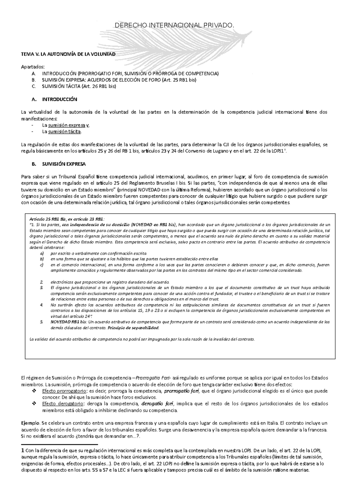 5. La Autonomia De La Voluntad Dipr - TEMA V. LA AUTONOMÍA DE LA ...