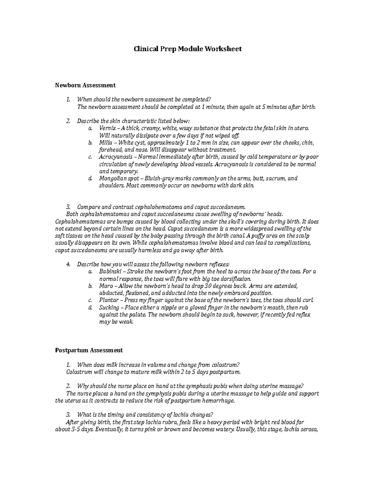 Clinical Prep Module Worksheet Fall19 - Clinical Prep Module Worksheet ...