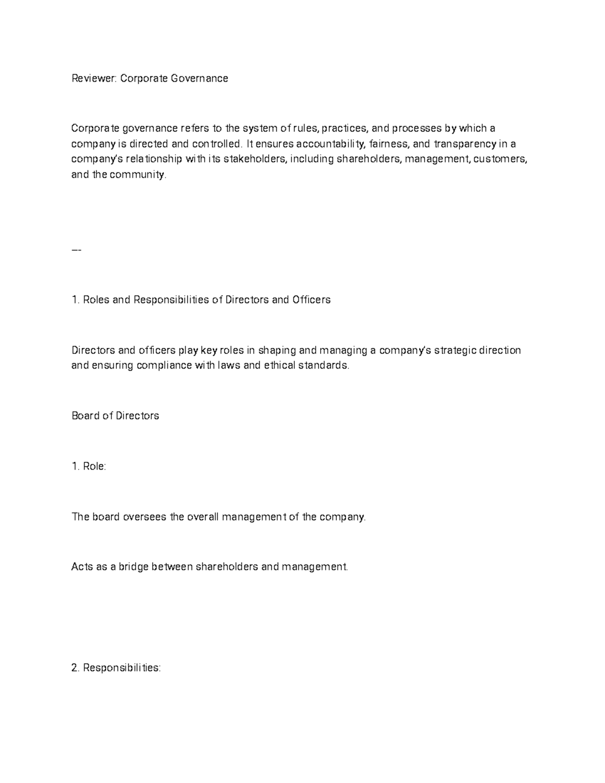 Reviewer Corporate Governance - Reviewer: Corporate Governance ...
