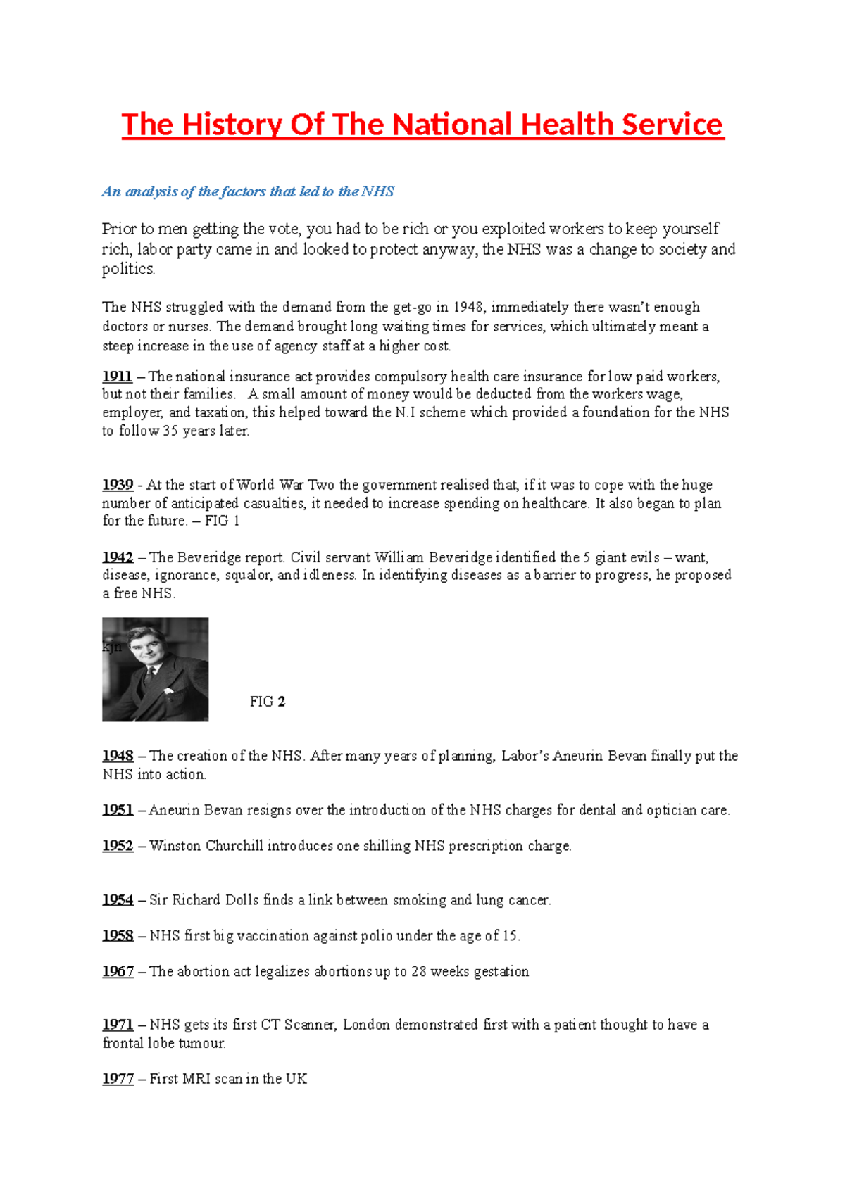 The History of the National Health Service - Studocu
