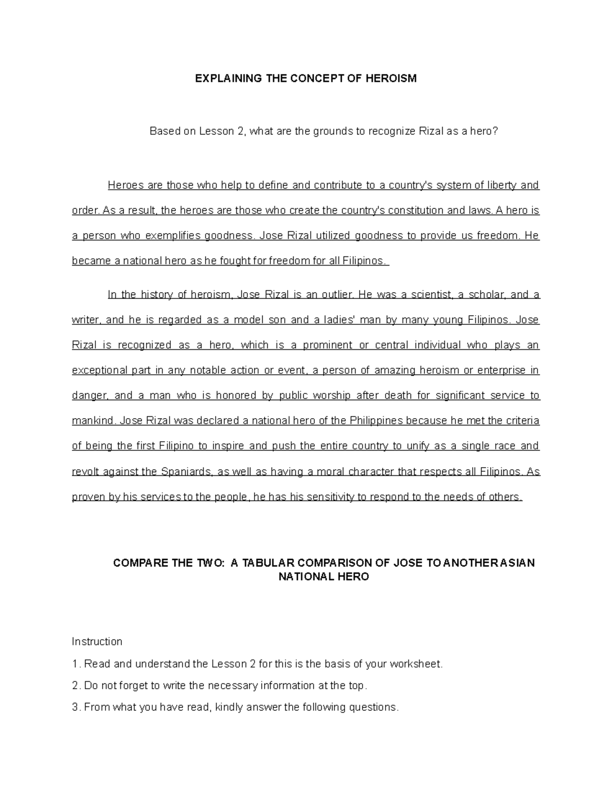 Explaining THE Concept OF Heroism - EXPLAINING THE CONCEPT OF HEROISM ...