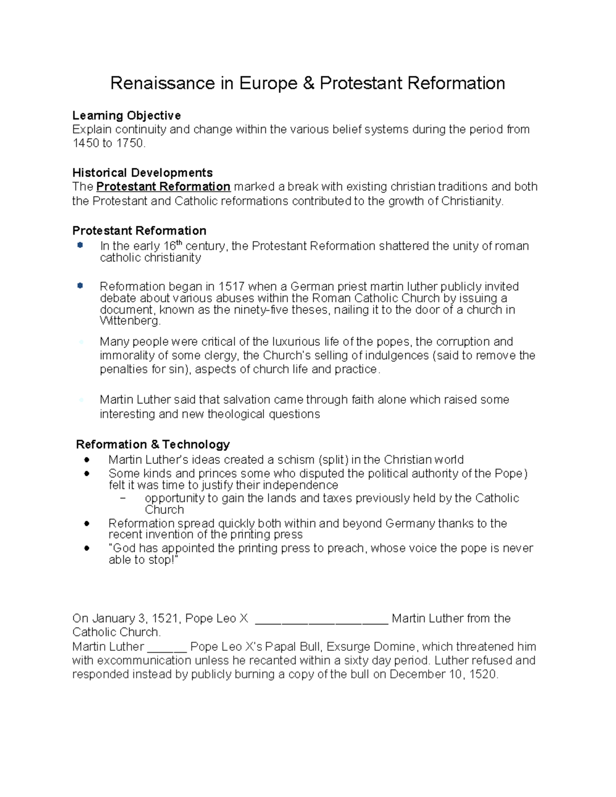 Guided Notes Reformation and Renaissance - 8532818 - Renaissance in ...