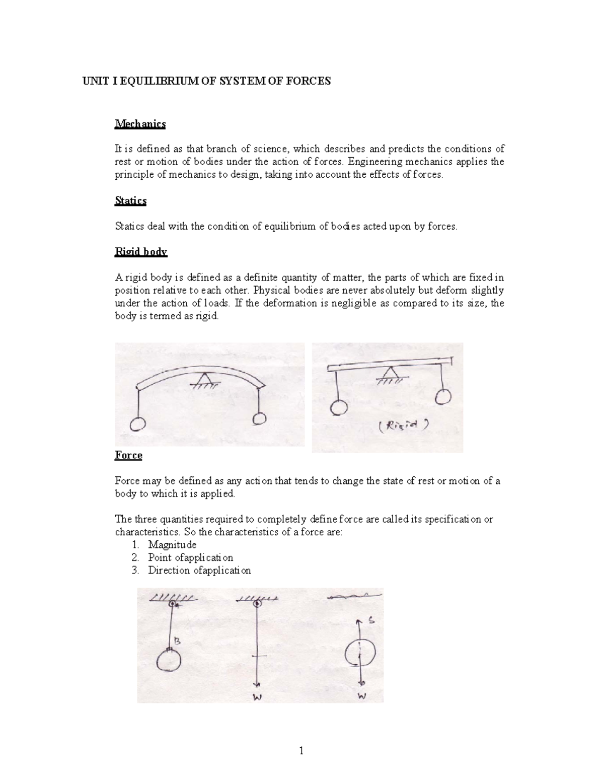 Engineeringmechanics - UNIT I EQUILIBRIUM OF SYSTEM OF FORCES Mechanics ...