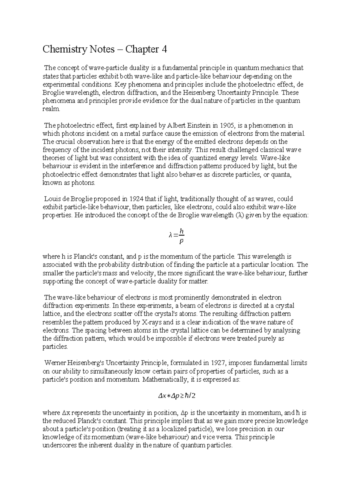 General Chemistry I HW1 - Chemistry Notes – Chapter 4 The concept of ...