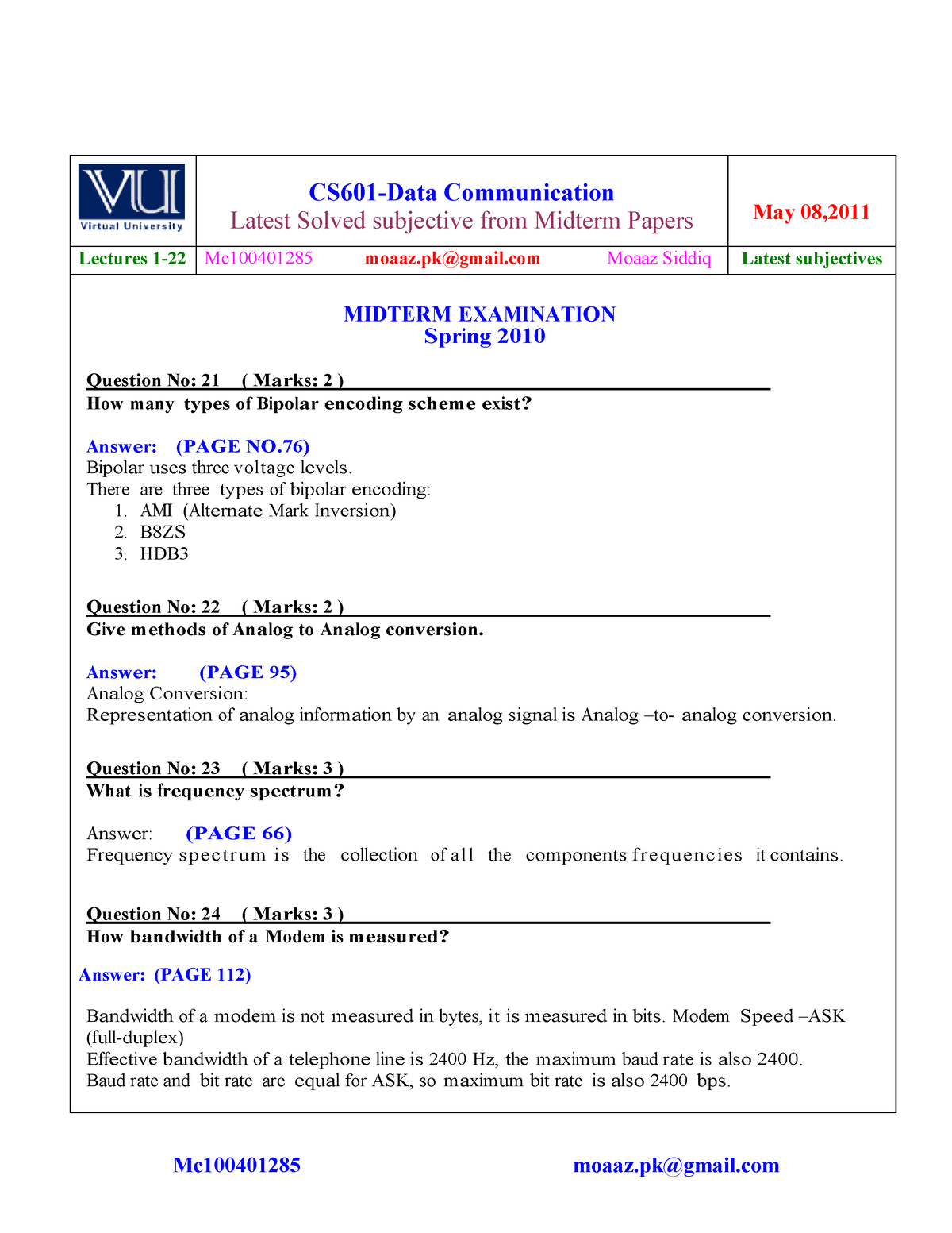 CS601 Midterm Subjectives Solved With References By Moaaz - - Studocu