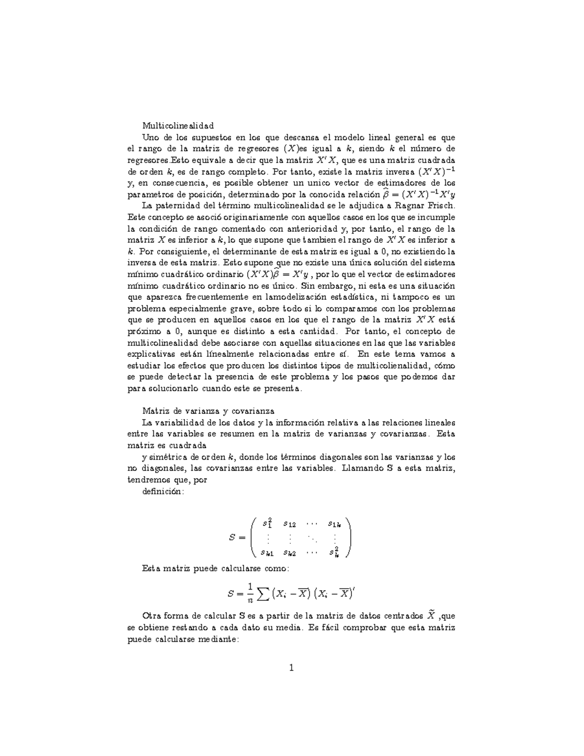 Correlacion - Multicolinealidad Uno de los supuestos en los que ...