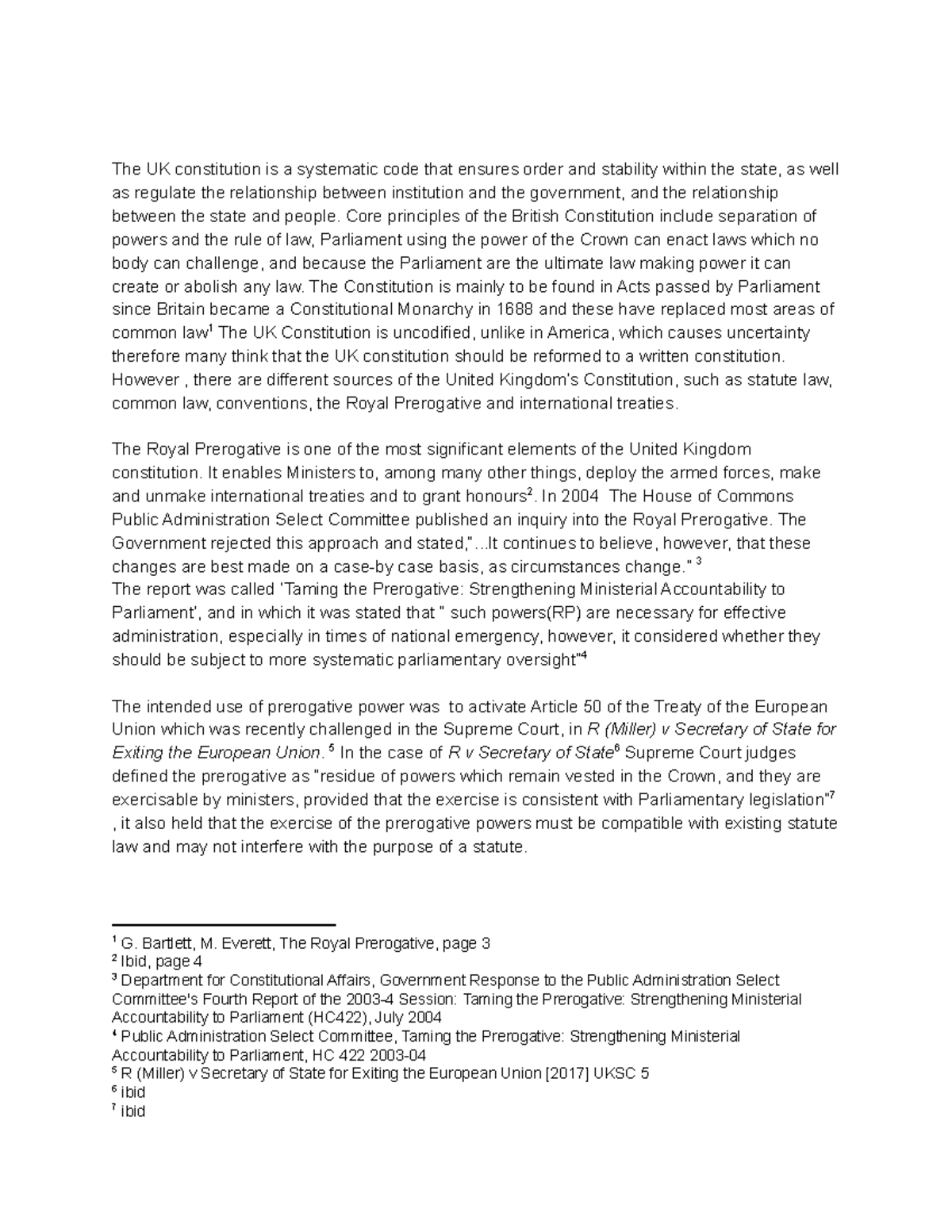 Royal prerogative Constitutional and Adminisrative law - The UK ...