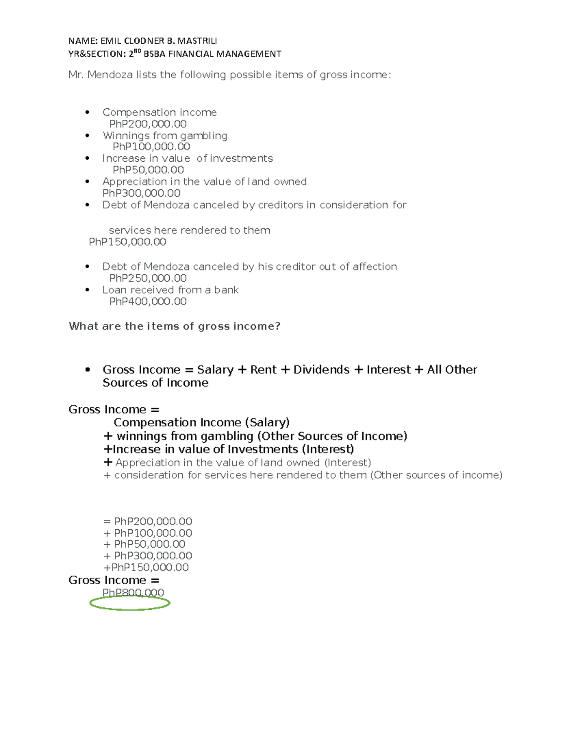 Income Taxation Assignment Mastrili - NAME: EMIL CLODNER B. MASTRILI YR ...