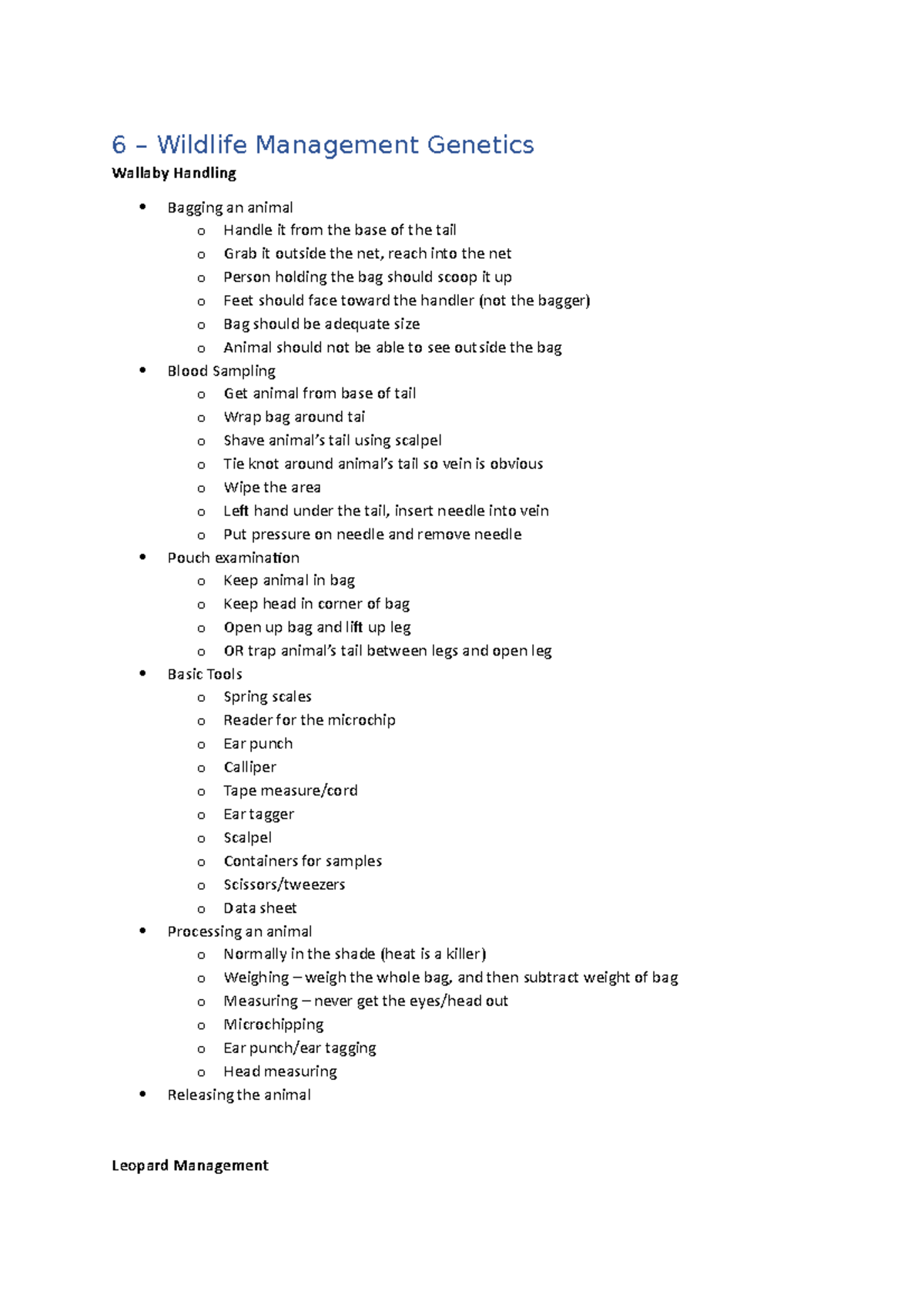 6 - Wildlife Management Tools - ANIML SC 2502RW - Adelaide University ...