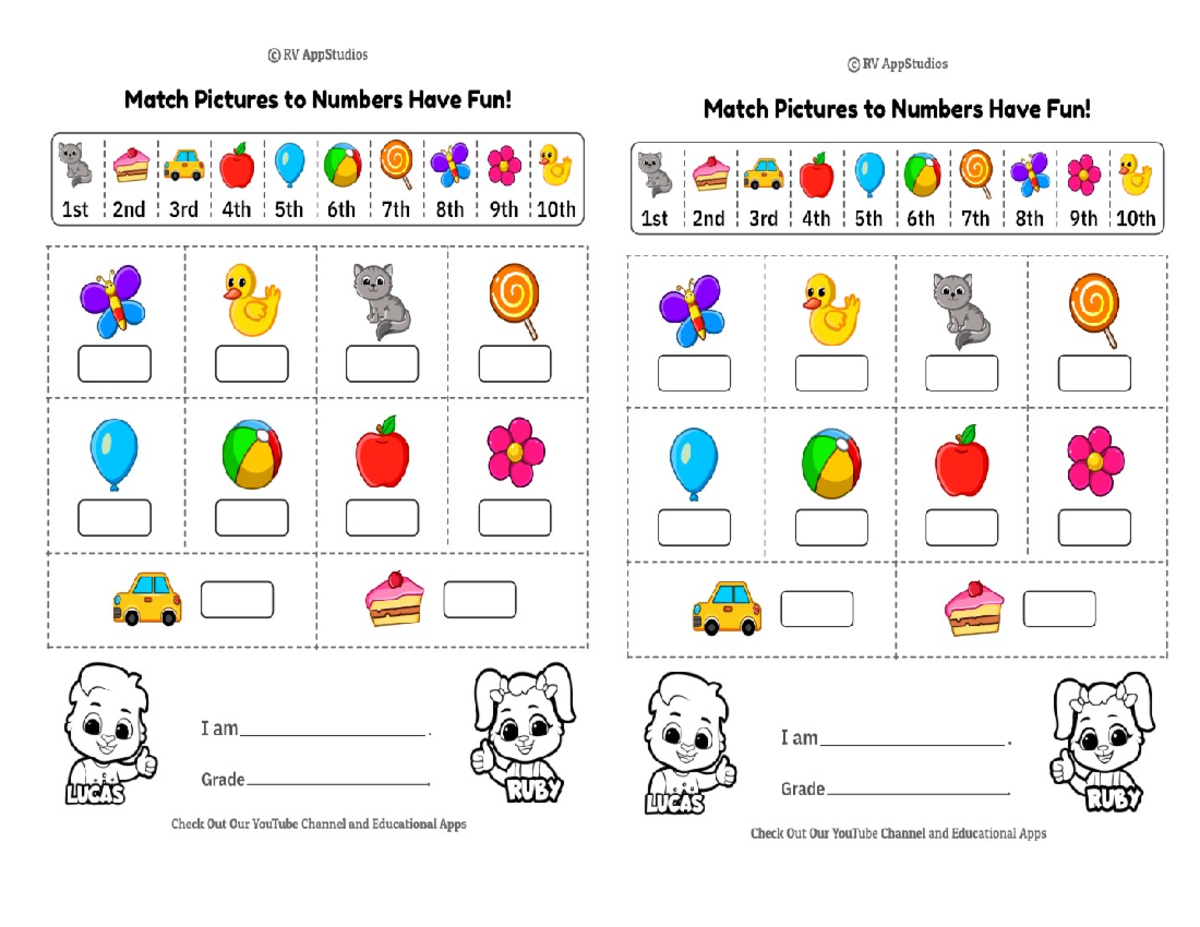 Ordinal worksheets - RV AppStudios RV AppStudios Match Pictures to ...