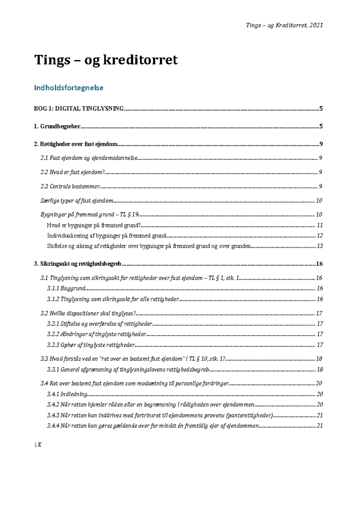 Tings- Og Kreditorret, Noter Til Eksamen - Tings – Og Kreditorret BOG 1 ...