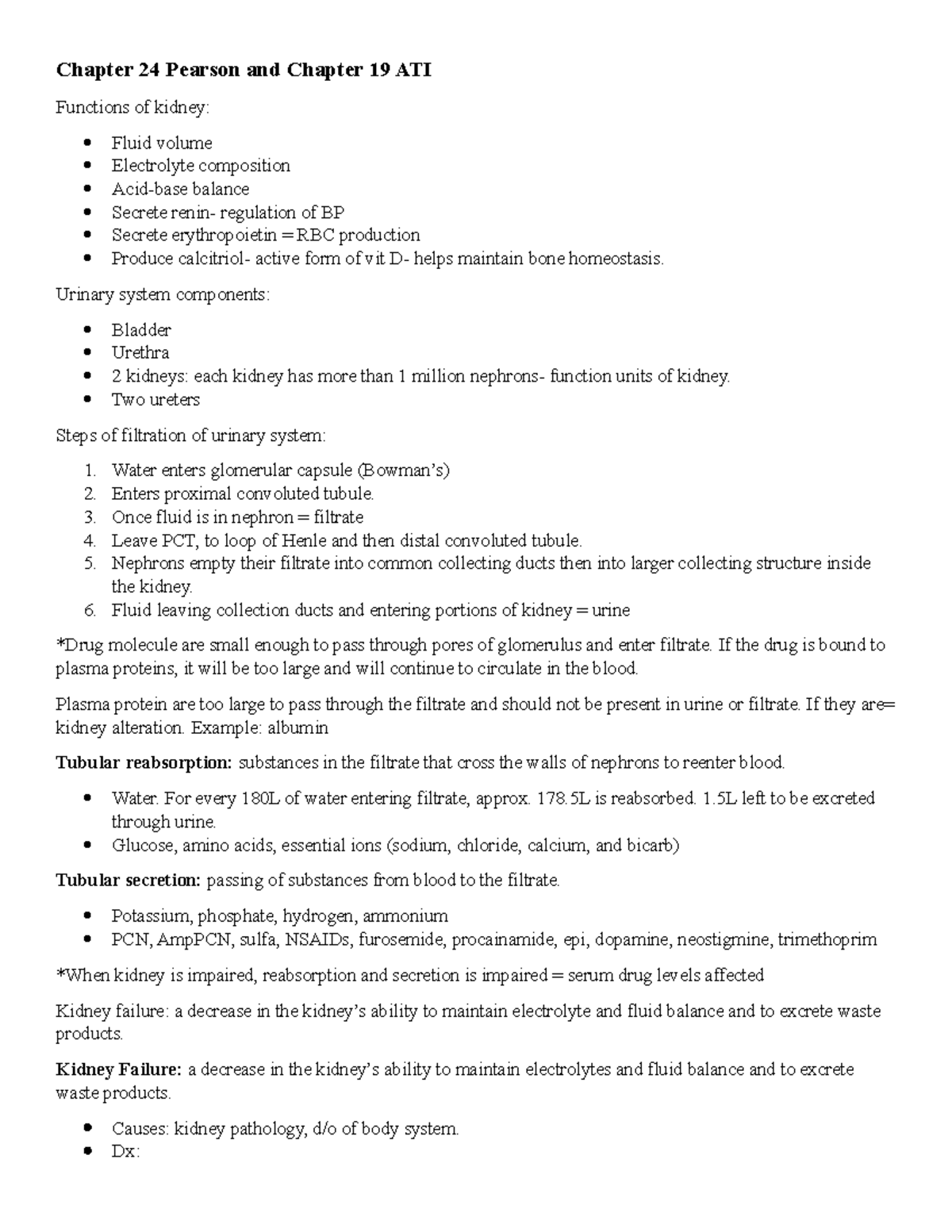 Diuretics study guide - Chapter 24 Pearson and Chapter 19 ATI Functions ...