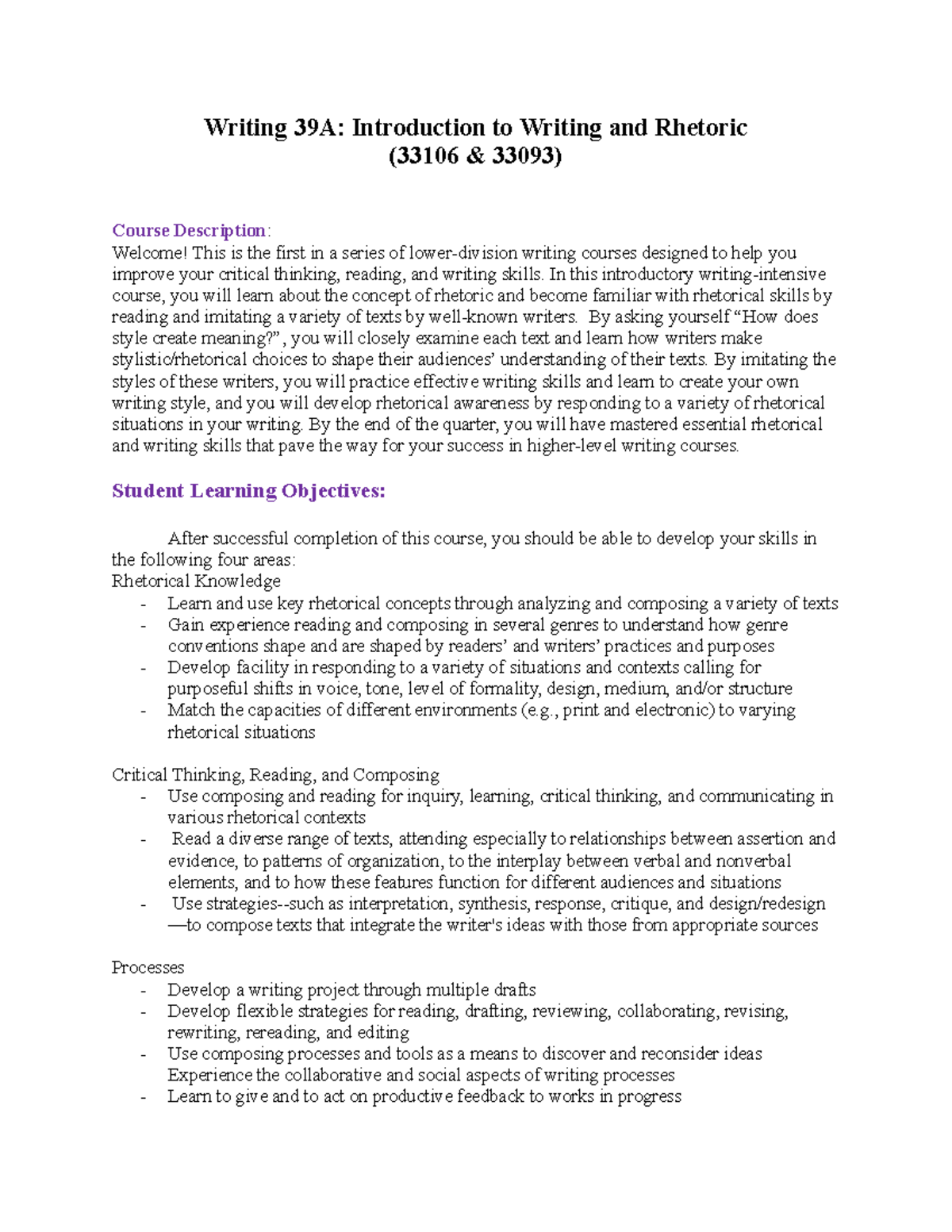Writing+39A - N/A - Writing 39A: Introduction to Writing and Rhetoric ...