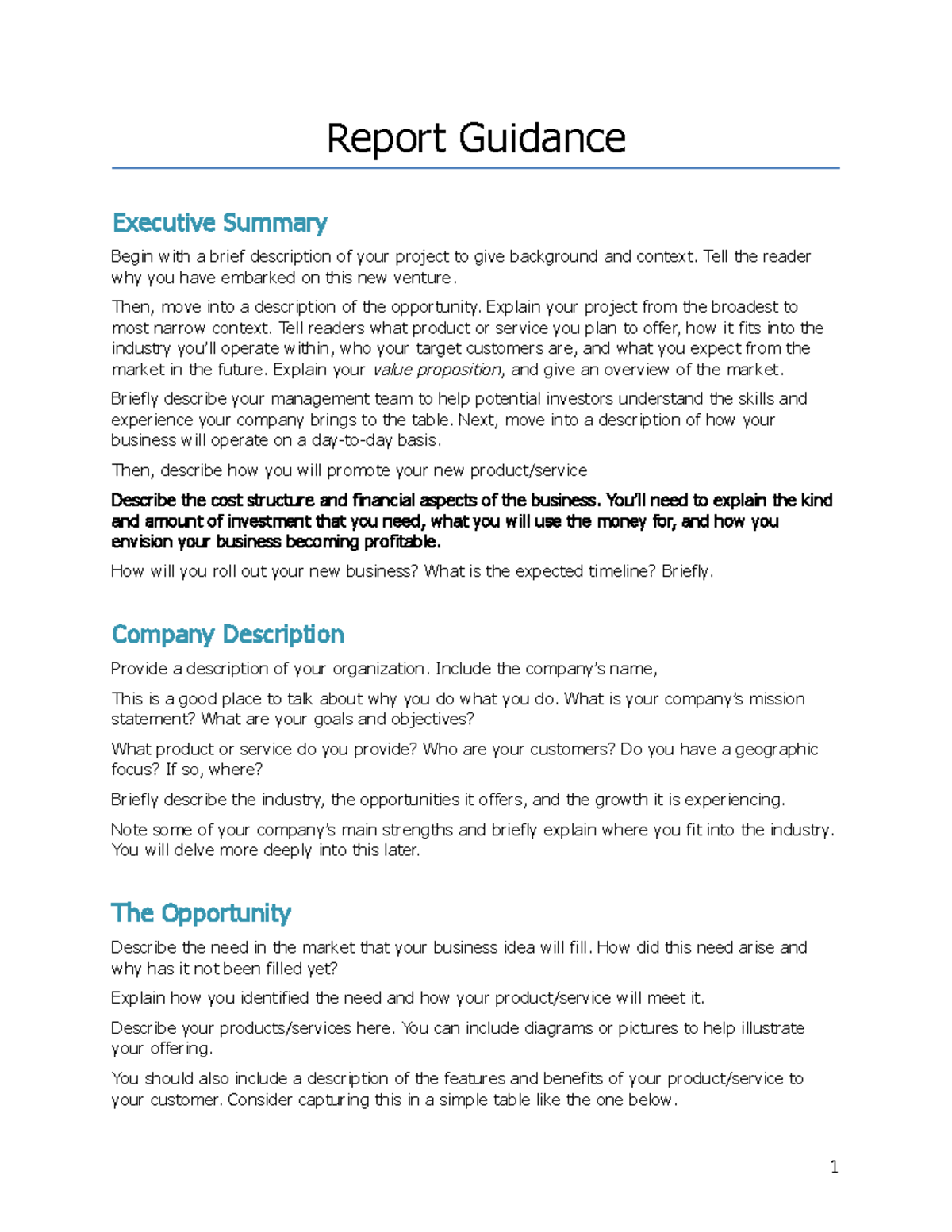 Report Guidance Report Guidance Executive Summary Begin With A Brief 