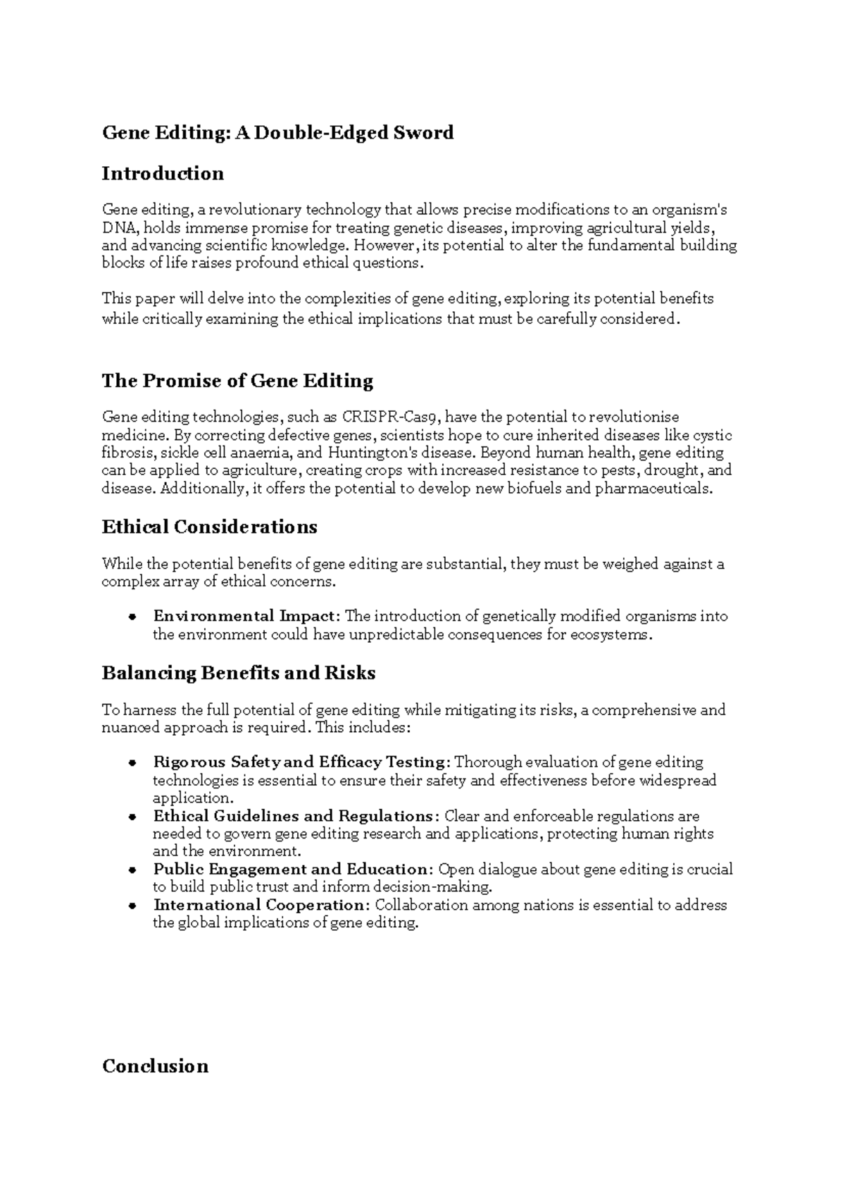 Gene editing and its ethical implications - Gene Editing: A Double ...