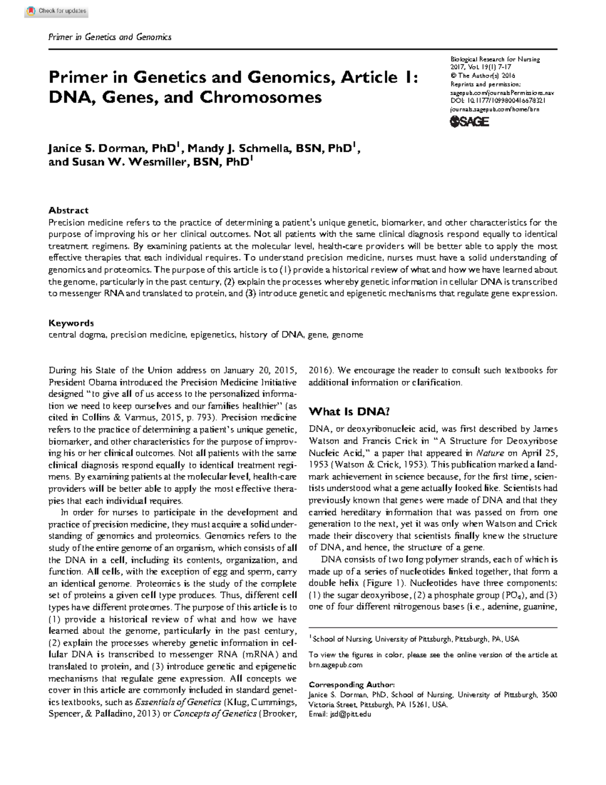 Primer in Genetics and Genomics, Article 1 - Primer in Genetics and ...