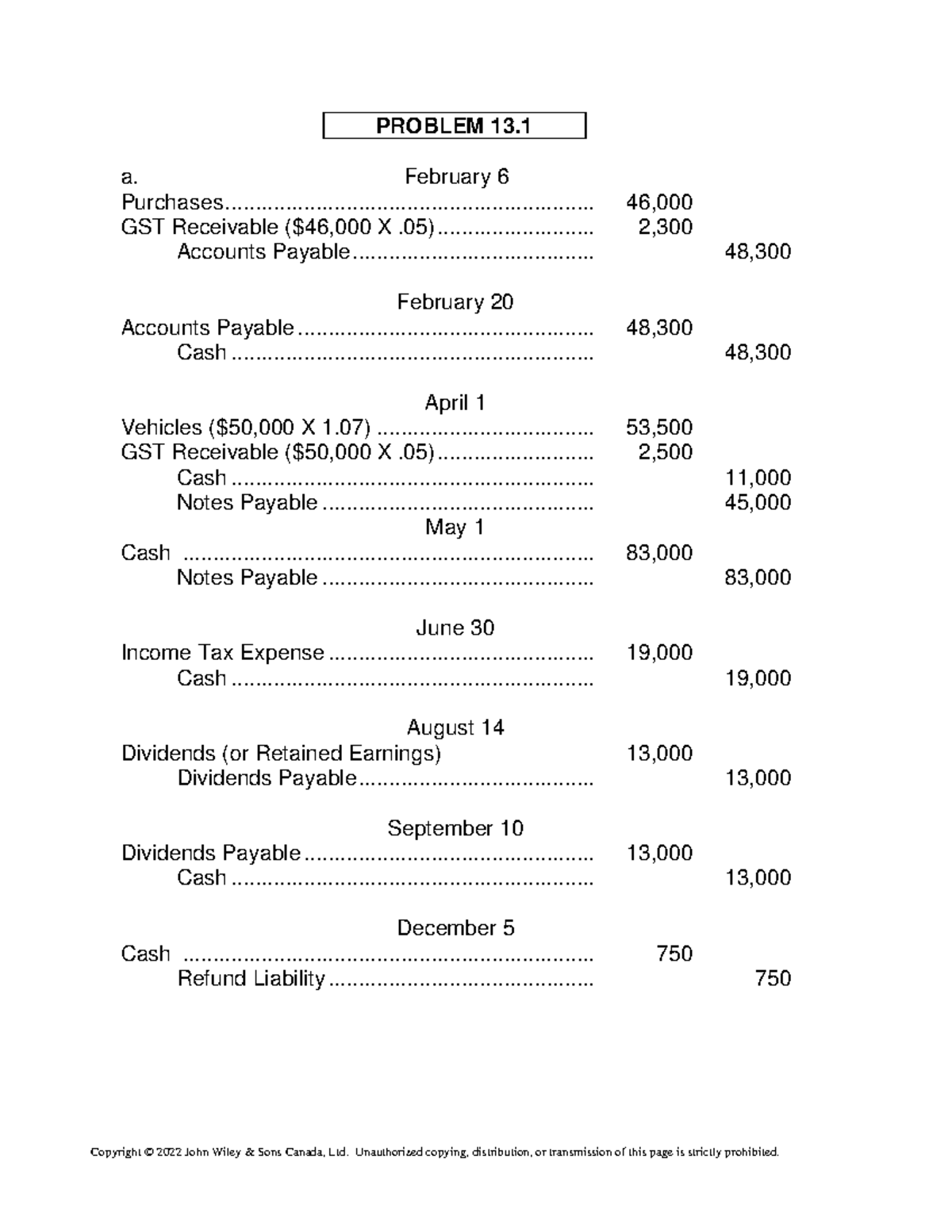 Ch 13 Select problem solutions - PROBLEM 13. a. February Purchases 46 ...