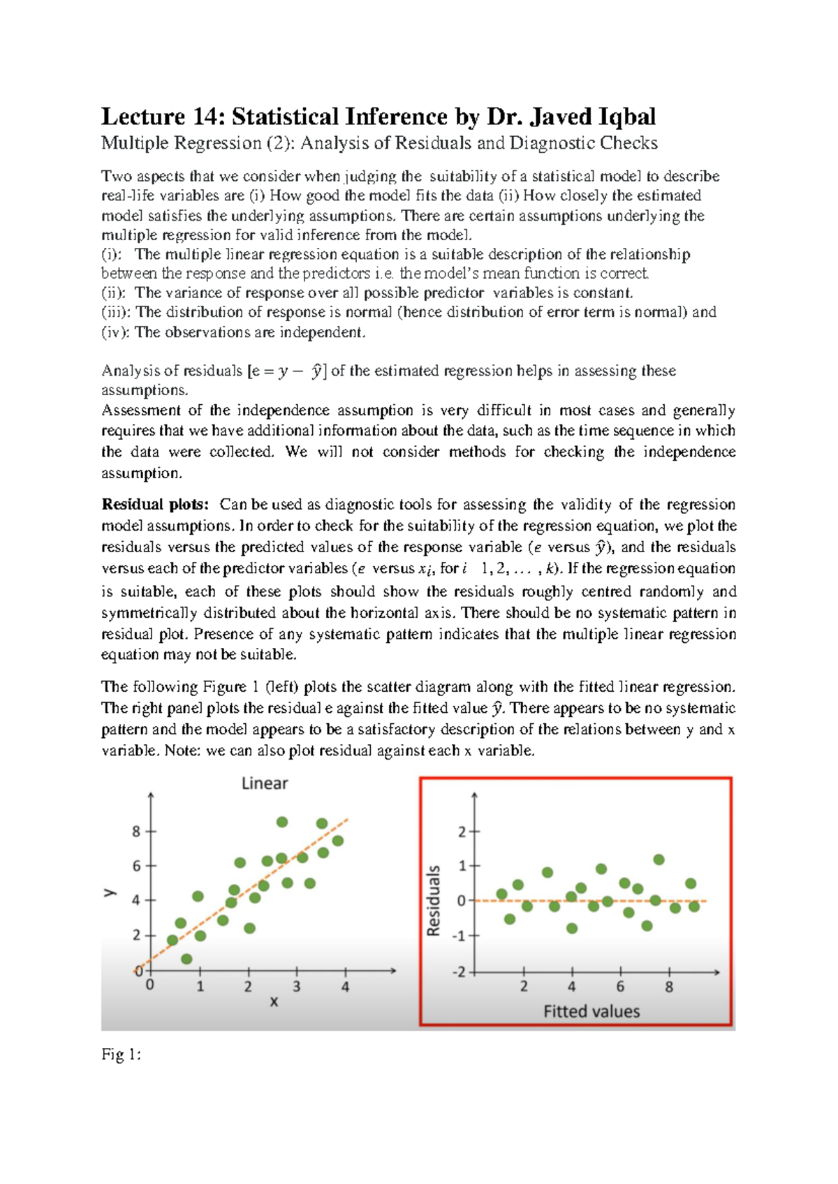 Lecture 14 - Regression Analysis - Lecture 1 4 : Statistical Inference ...