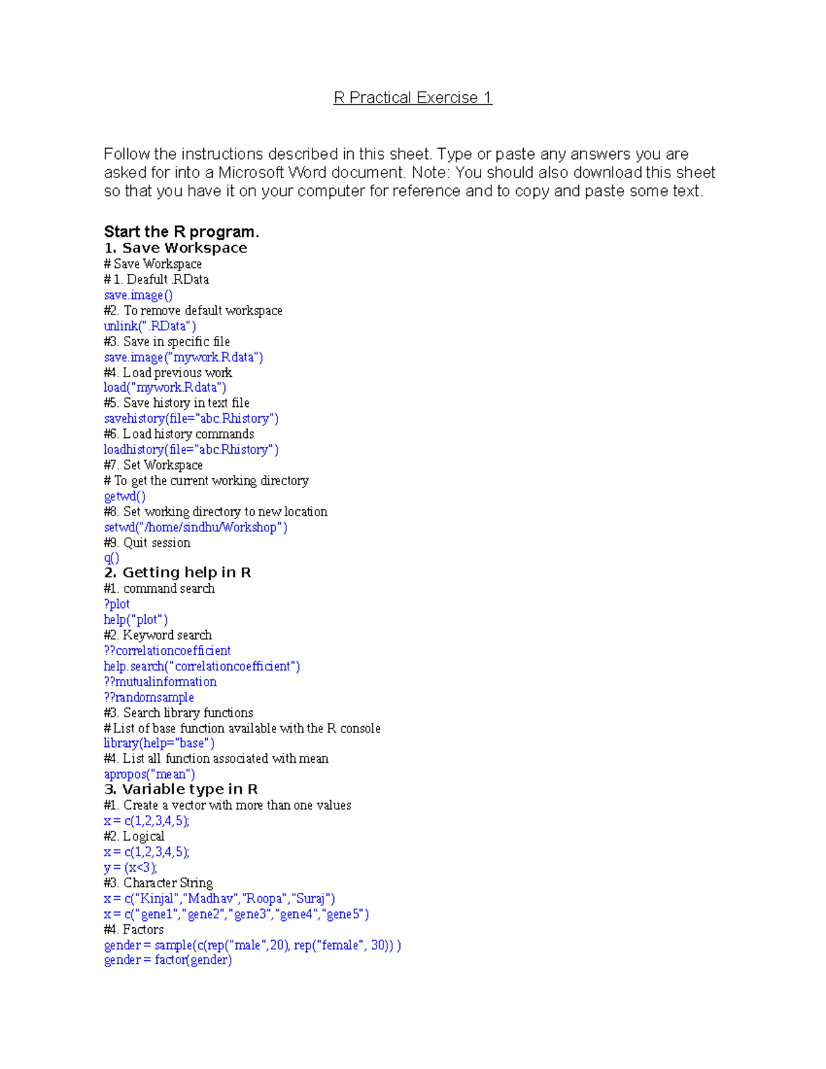 Basic Exercise - this is - R Practical Exercise 1 Follow the ...