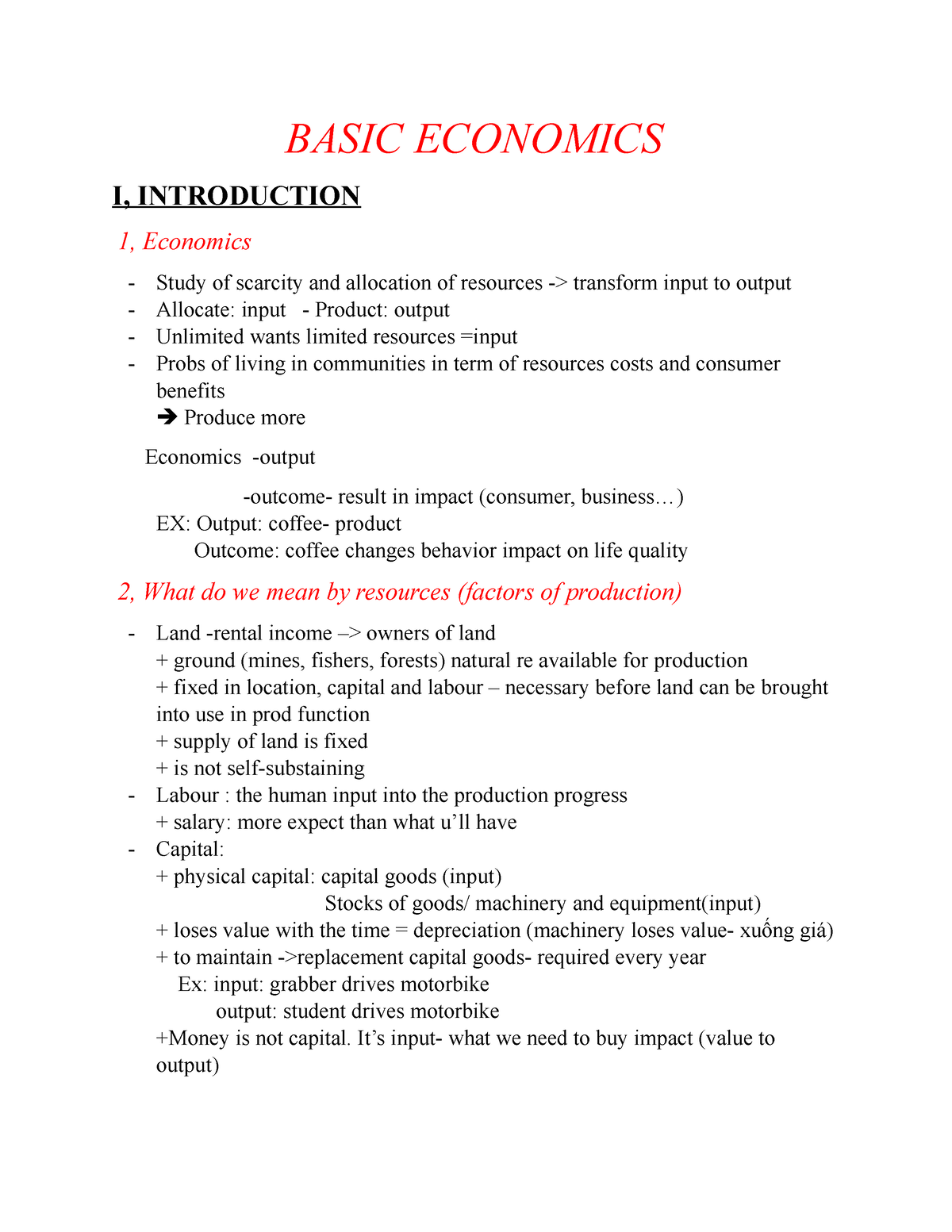 Basic- Economics - BASIC ECONOMICS I, INTRODUCTION 1, Economics Study ...