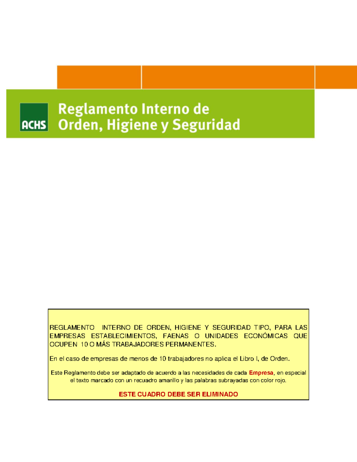 Reglamento Interno De Orden Higiene Y Seguridad ACHS - Warning: TT ...