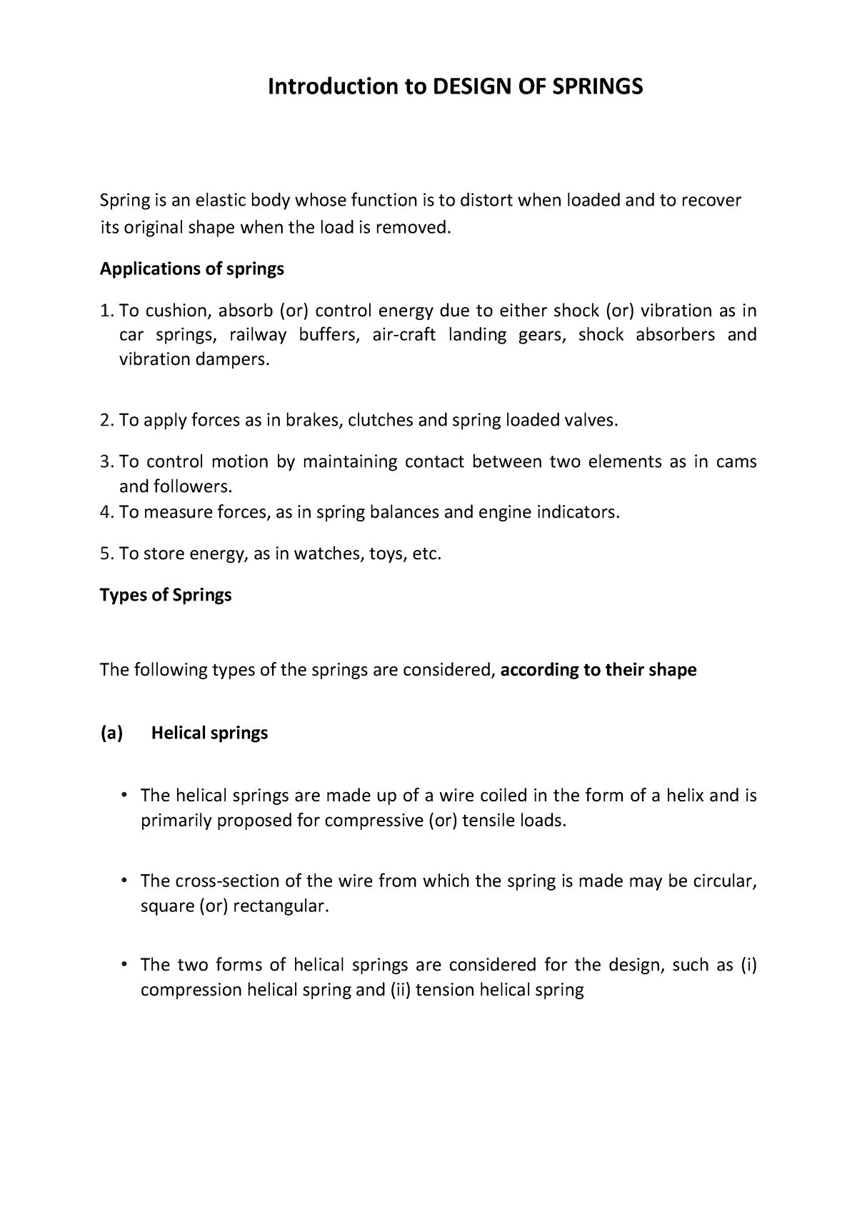 research paper on design of springs