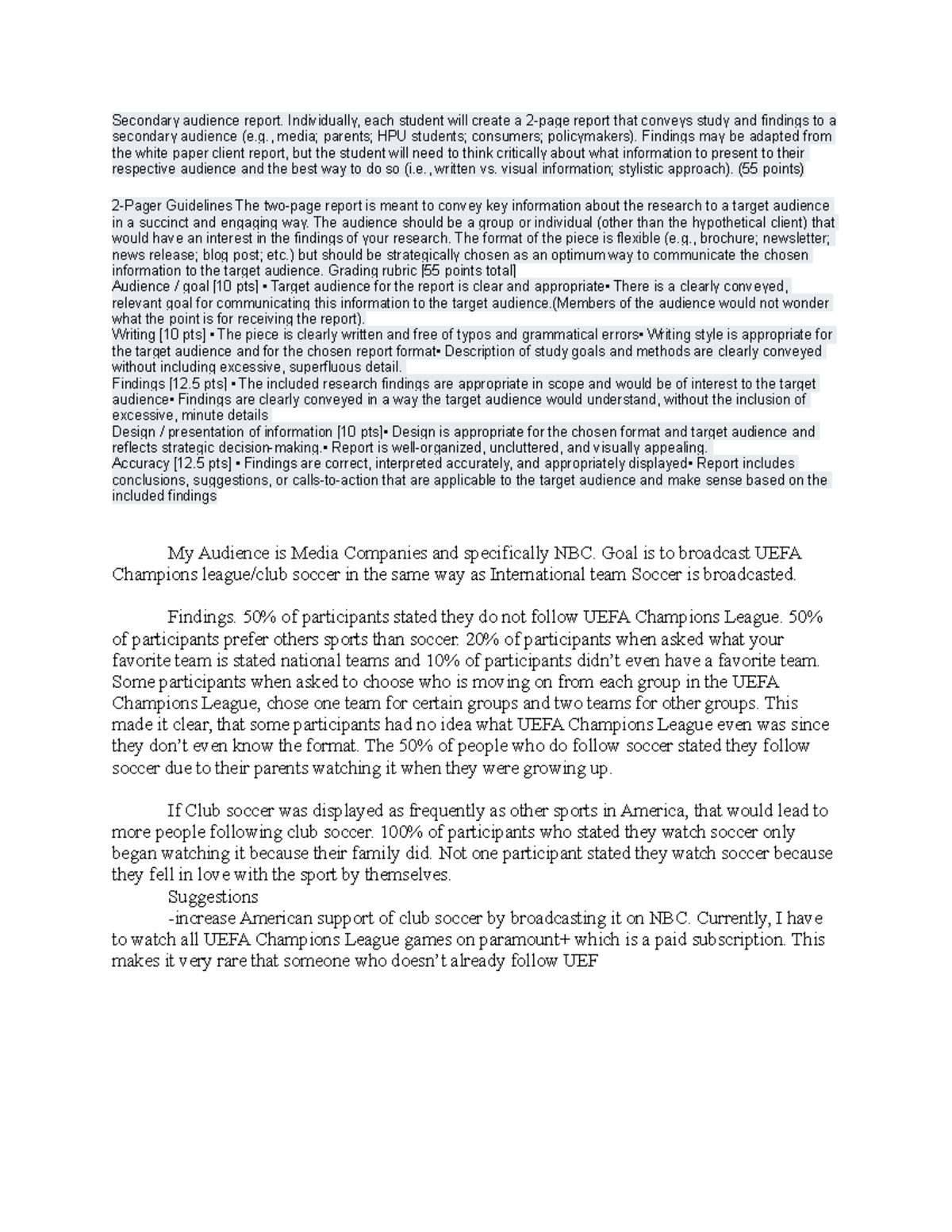 Individual Paper - Guideline - Secondary audience report. Individually ...