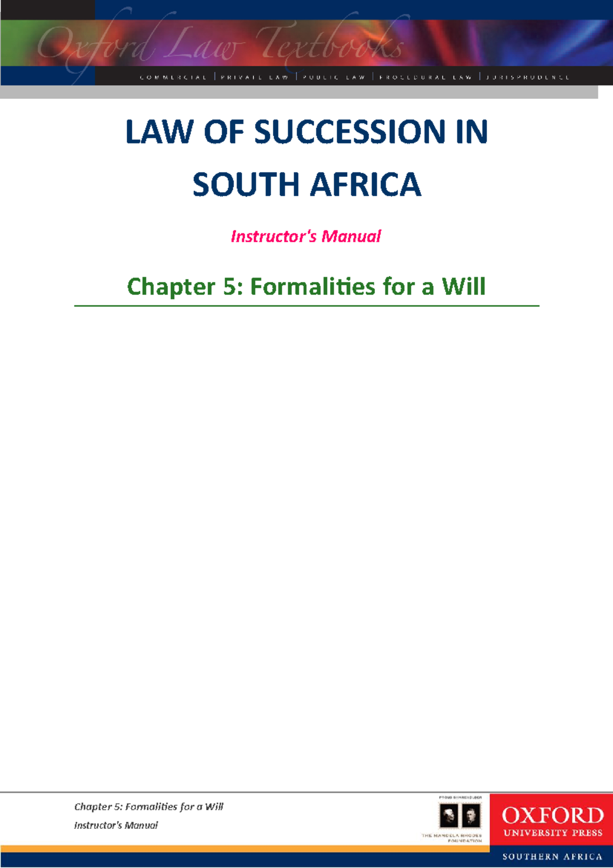 Assessment questions Oxford University Press - LAW OF SUCCESSION IN ...