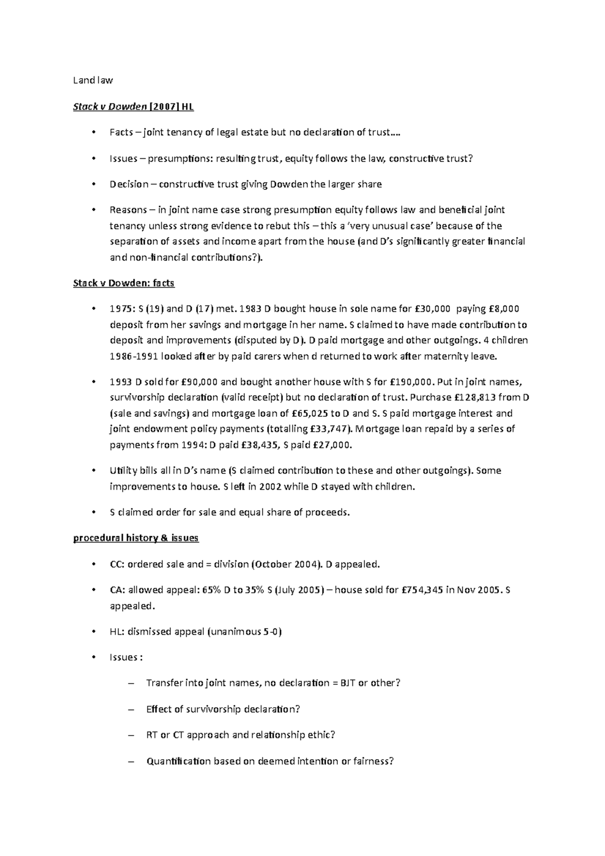 land-law-constructive-trusts-cases-land-law-stack-v-dowden-2007