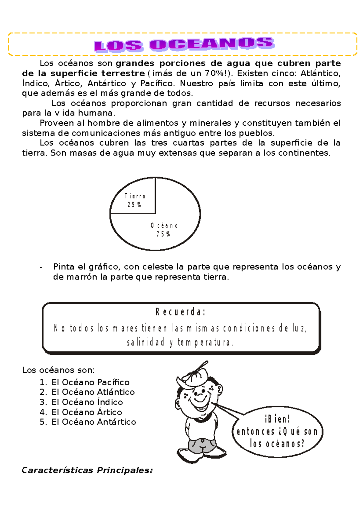 Los Oceanos para Tercero de Primaria - Los océanos son grandes ...
