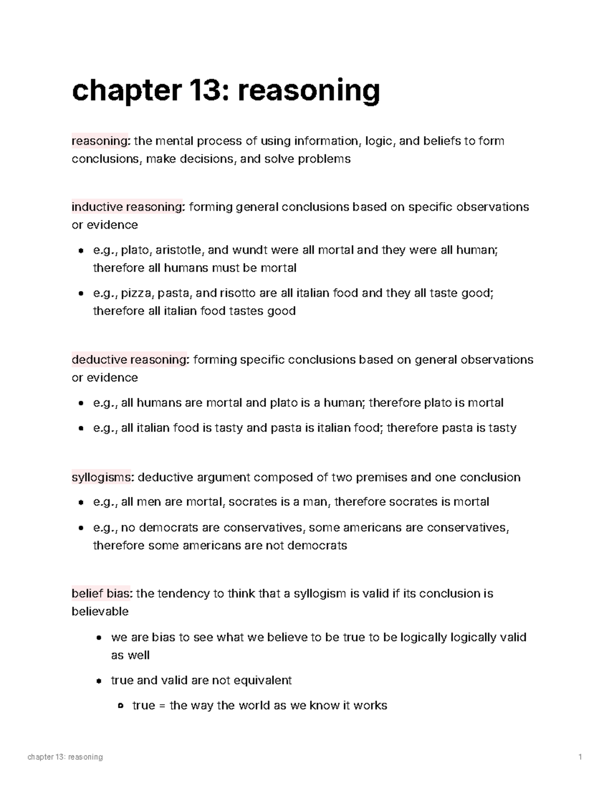 Cog chapter 13 reasoning notes - chapter 13: reasoning reasoning: the ...