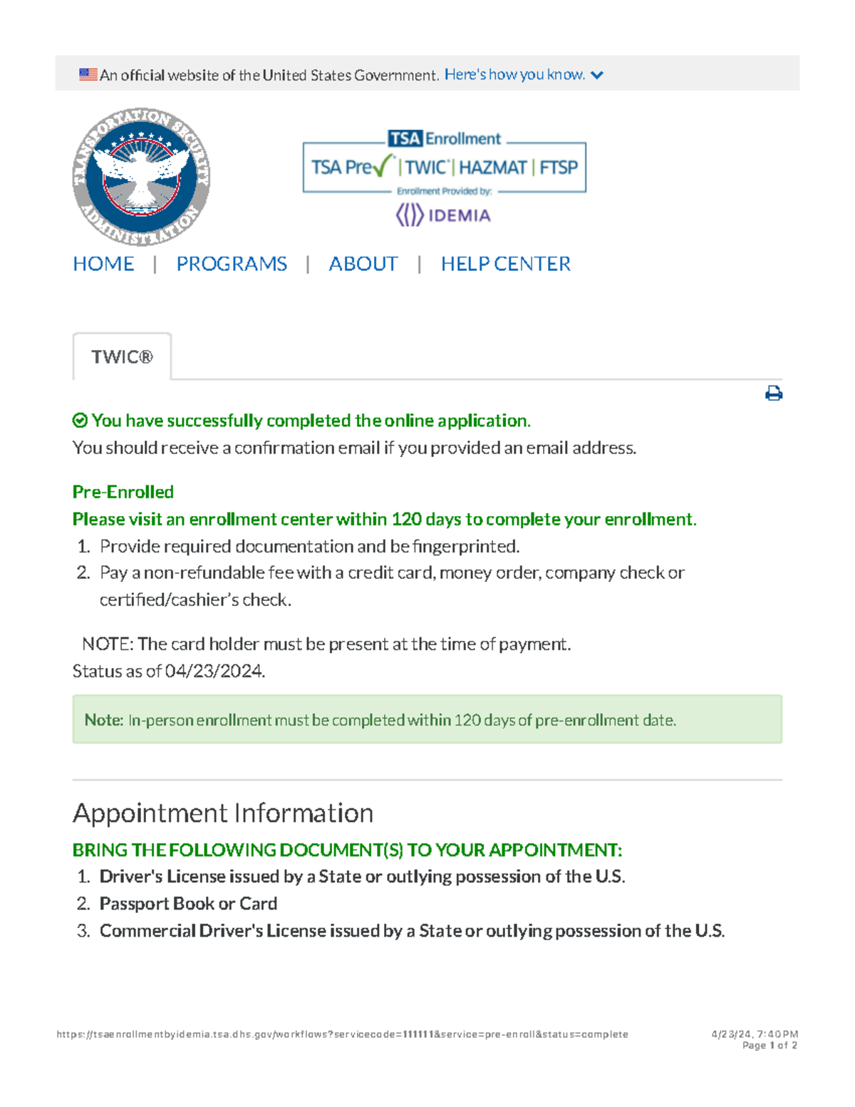 Check Twic Card Status - degpo4q