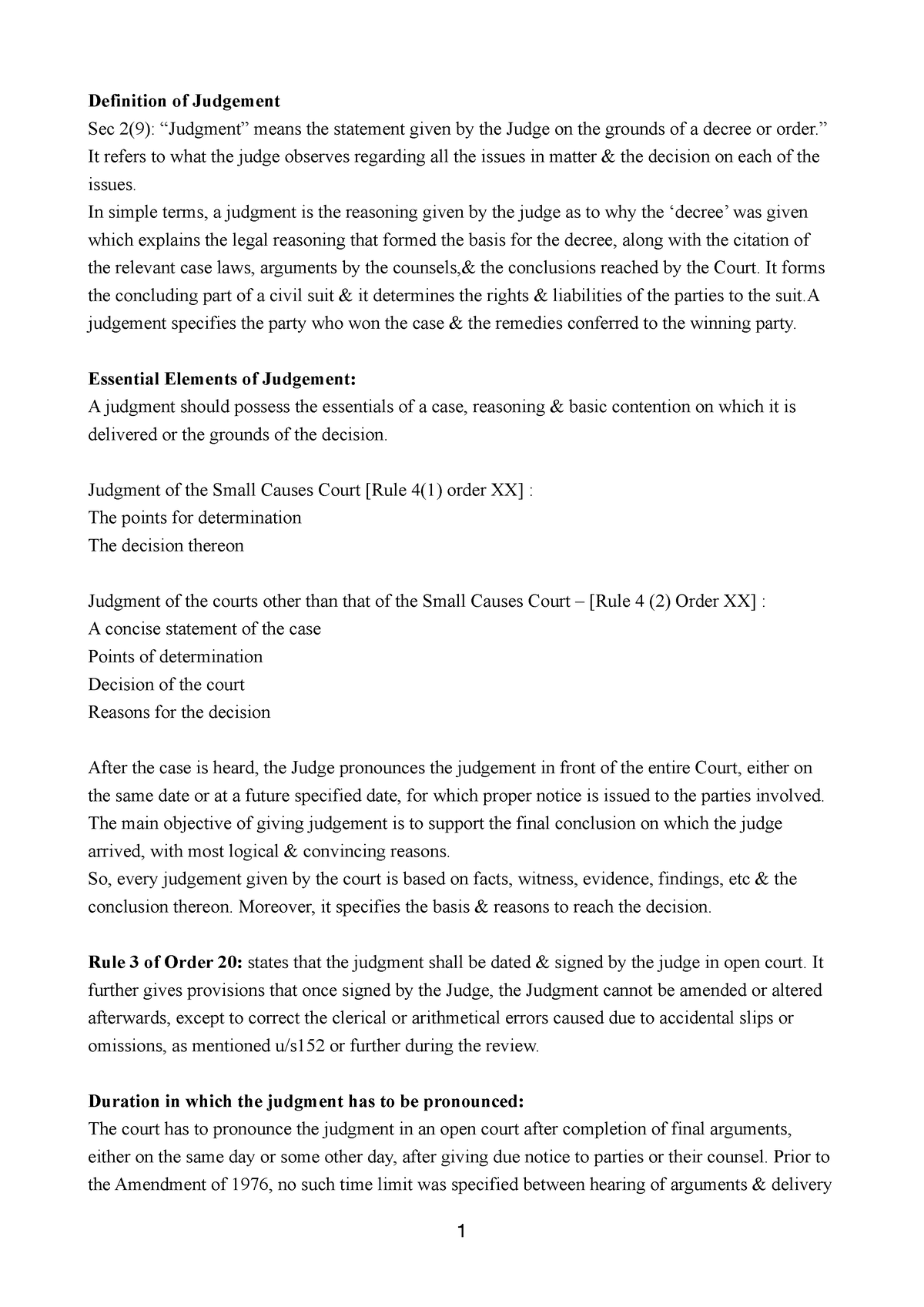 UNIT 3 - code of civil procedure - Definition of Judgement Sec 2(9 ...