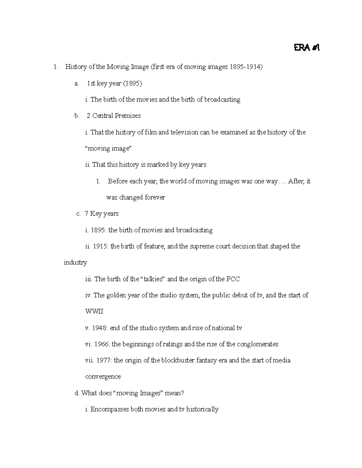 15LectureNotes ERA History of the Moving Image