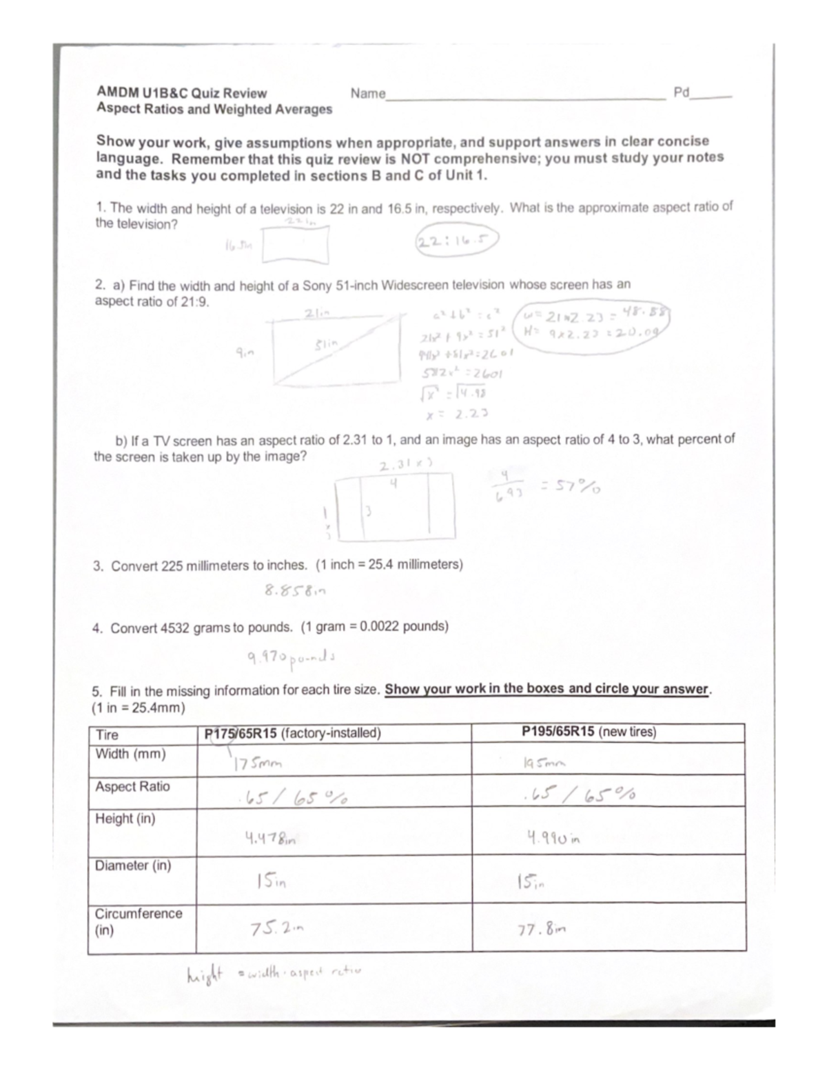 amdm-aspect-ratios-and-weighted-averages-quiz-review-studocu