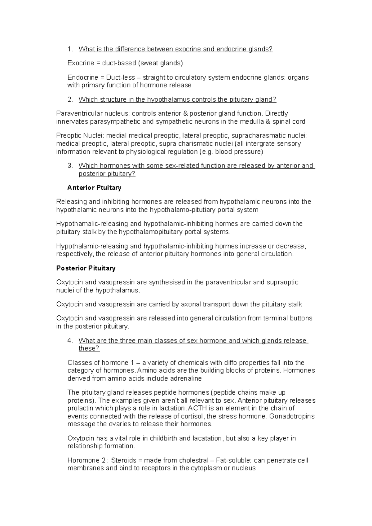 Lecture 5 - 1. What is the difference between exocrine and endocrine ...