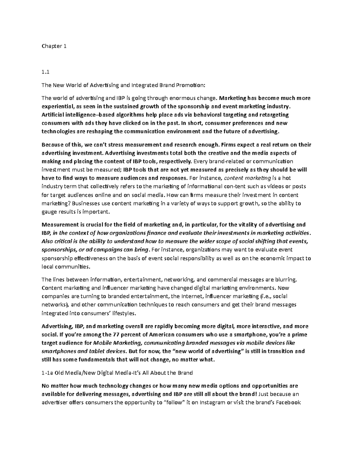 Chapter 1 - Book - Chapter 1 1. The New World of Advertising and ...