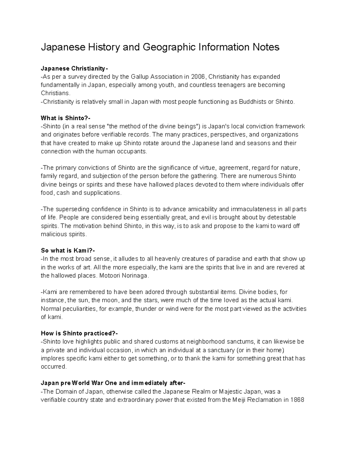 Japanese History and Geographic Information Notes 2 - Japanese History ...