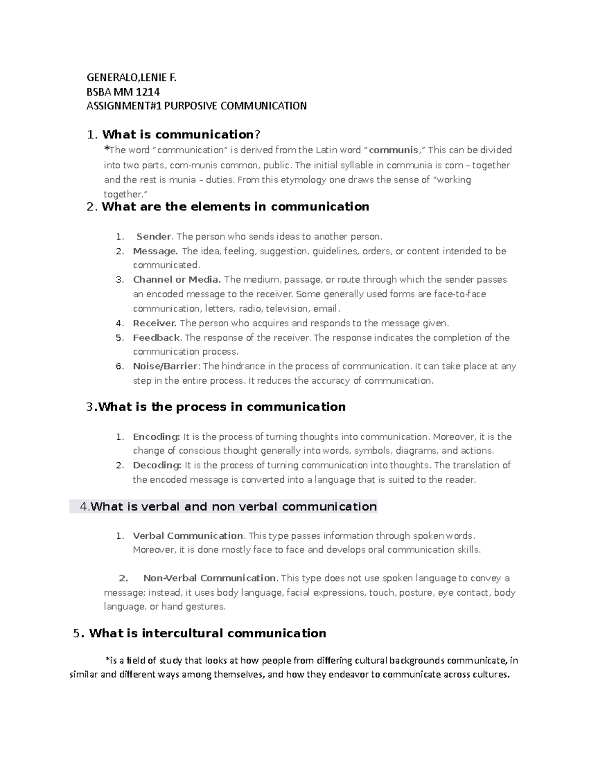 Generalo - lecture - GENERALO,LENIE F. BSBA MM 1214 ASSIGNMENT#1 ...