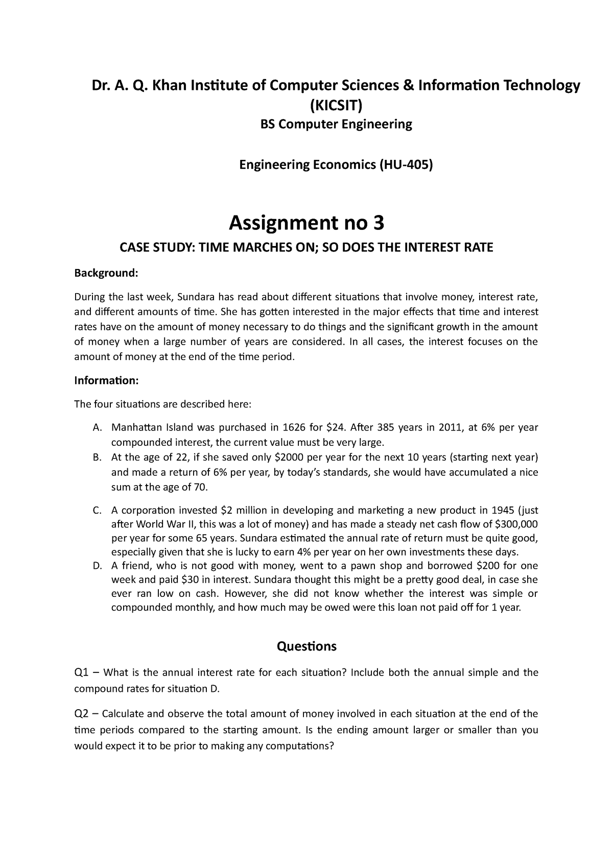 engineering economics case study pdf