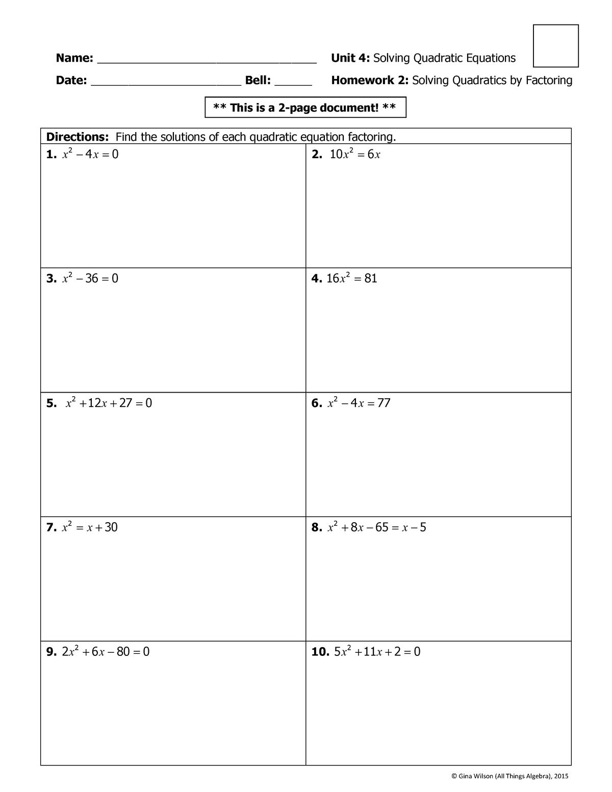 unit 4 solving quadratic equations homework 9 quadratic equation applications