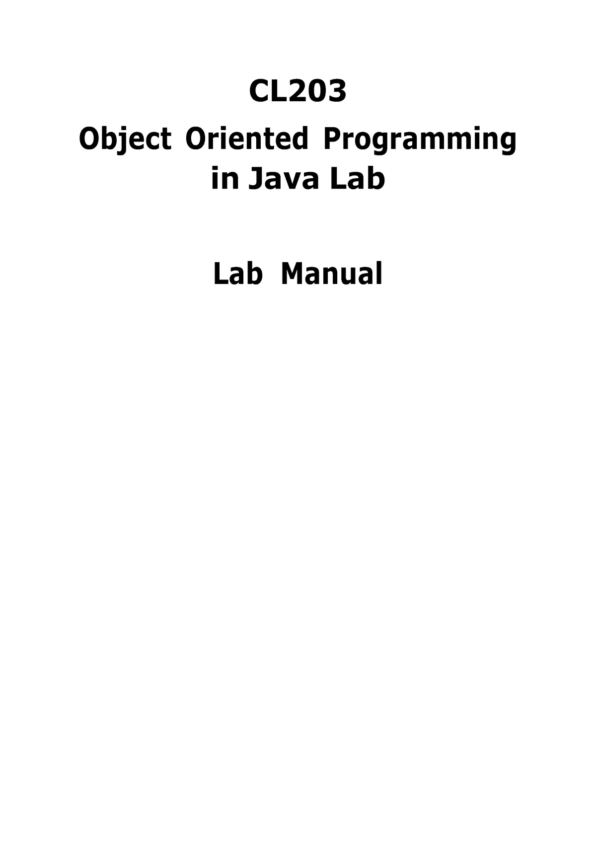 CSL203 Manual JAVA OOP PROGRAMS CL Object Oriented Programming