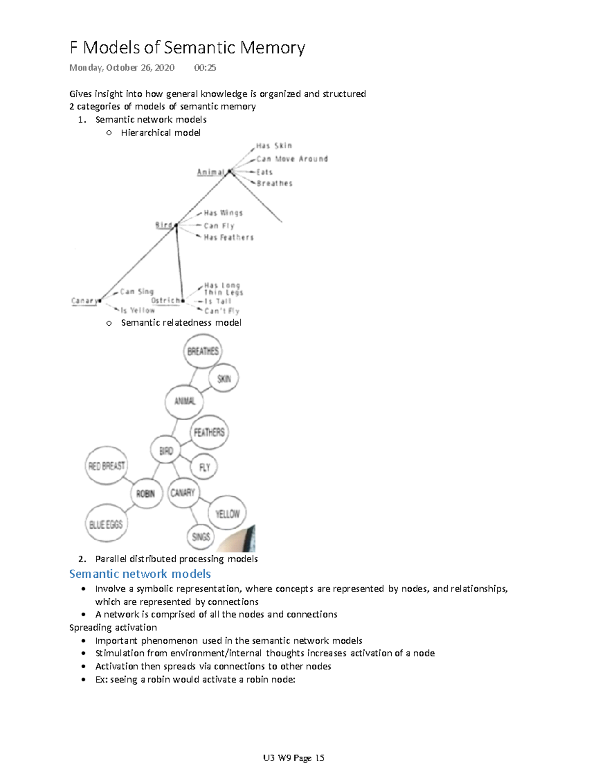 Unit 3 Semantic Memory Models - Gives insight into how general ...