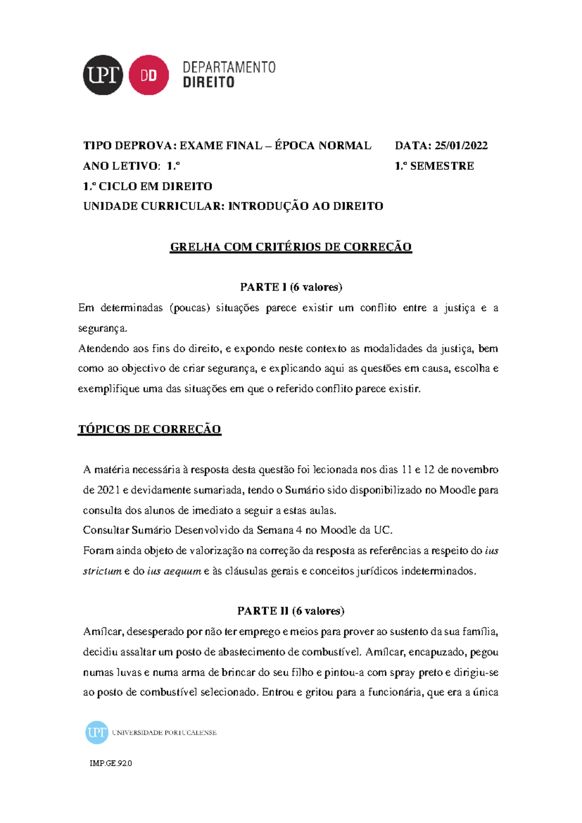 Época Normal 25 01 2022 Enunciado E Critérios Tipo Deprova Exame Final Época Normal Data 5816