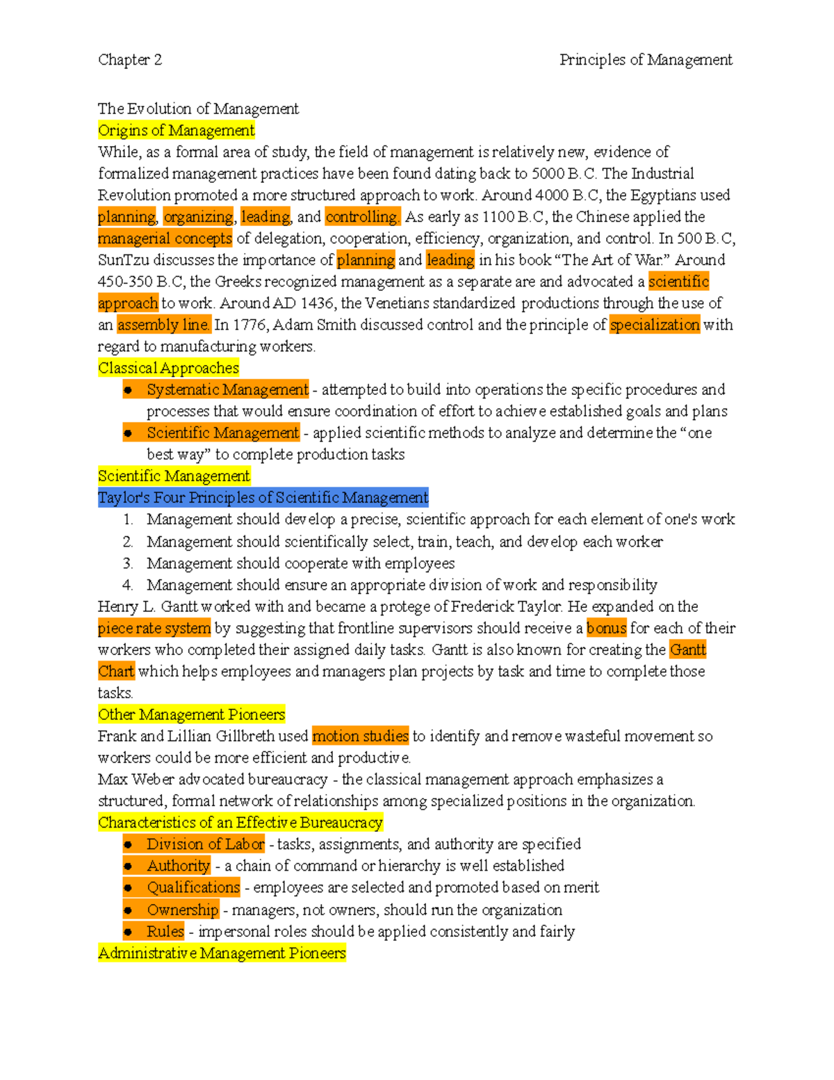 Principles Of Management - Chapter 2 - Chapter 2 Principles Of ...