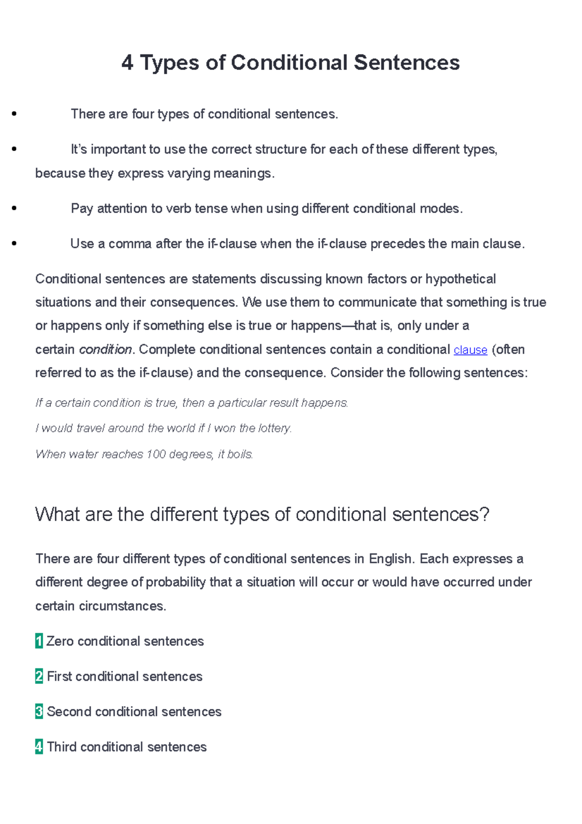 4 Types of Conditional Sentences - It’s important to use the correct ...