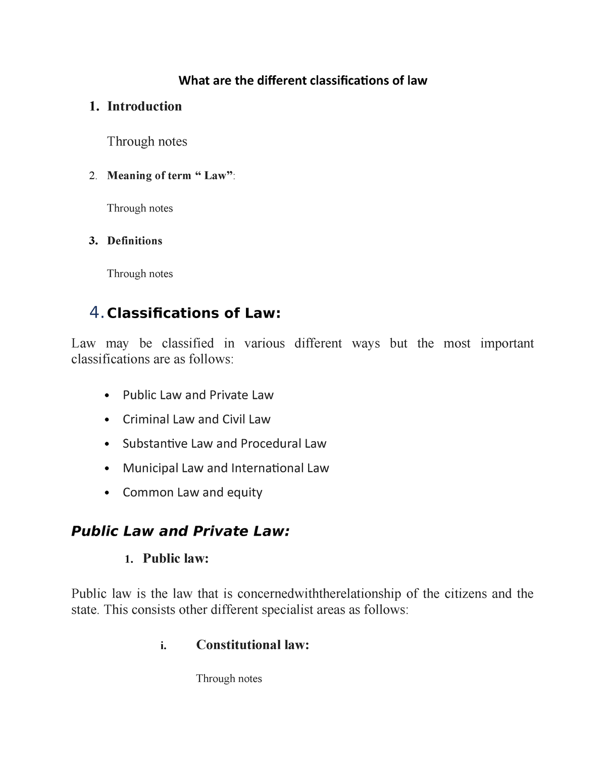 classification of law essay