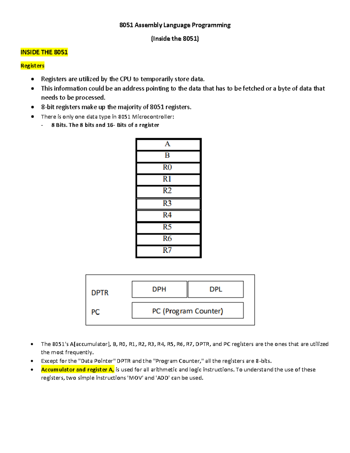 Inside the 8051 - Notes - 8051 Assembly Language Programming (Inside ...